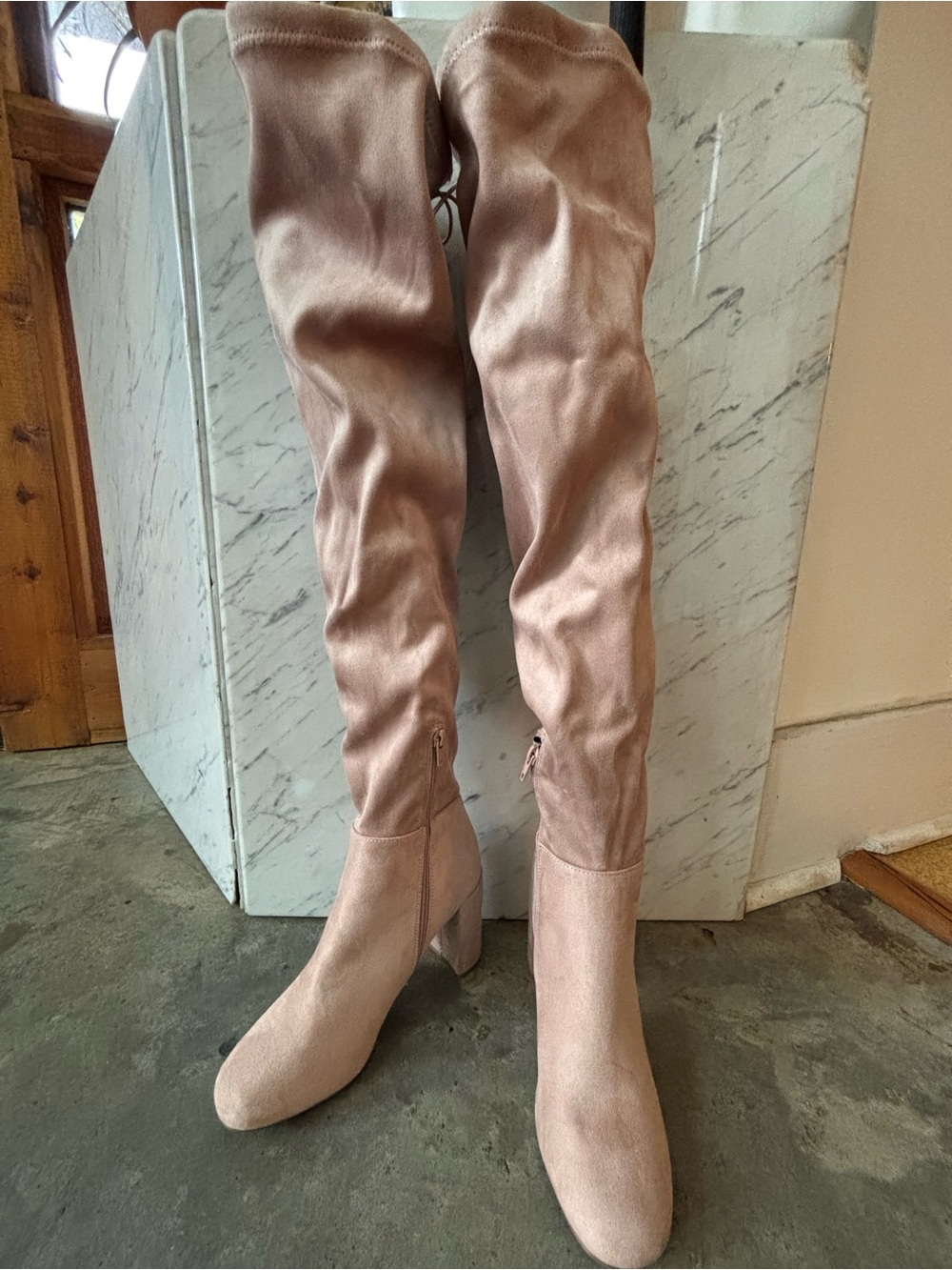 Sexy Chinese Laundry Women's Over-the-Knee Block Heel boots blush pink